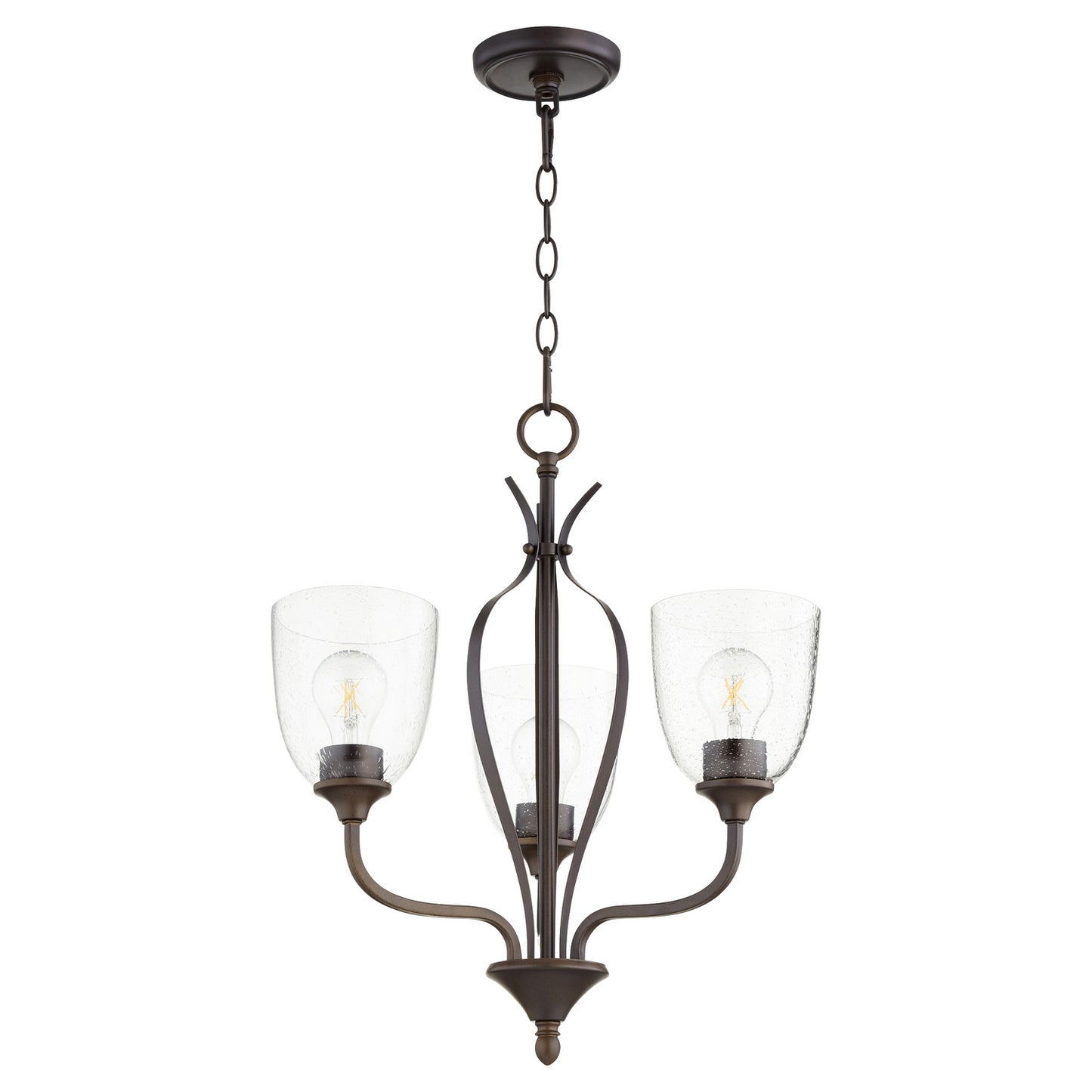 Quorum - 6127-3-286 - Three Light Chandelier - Jardin - Oiled Bronze w/ Clear/Seeded