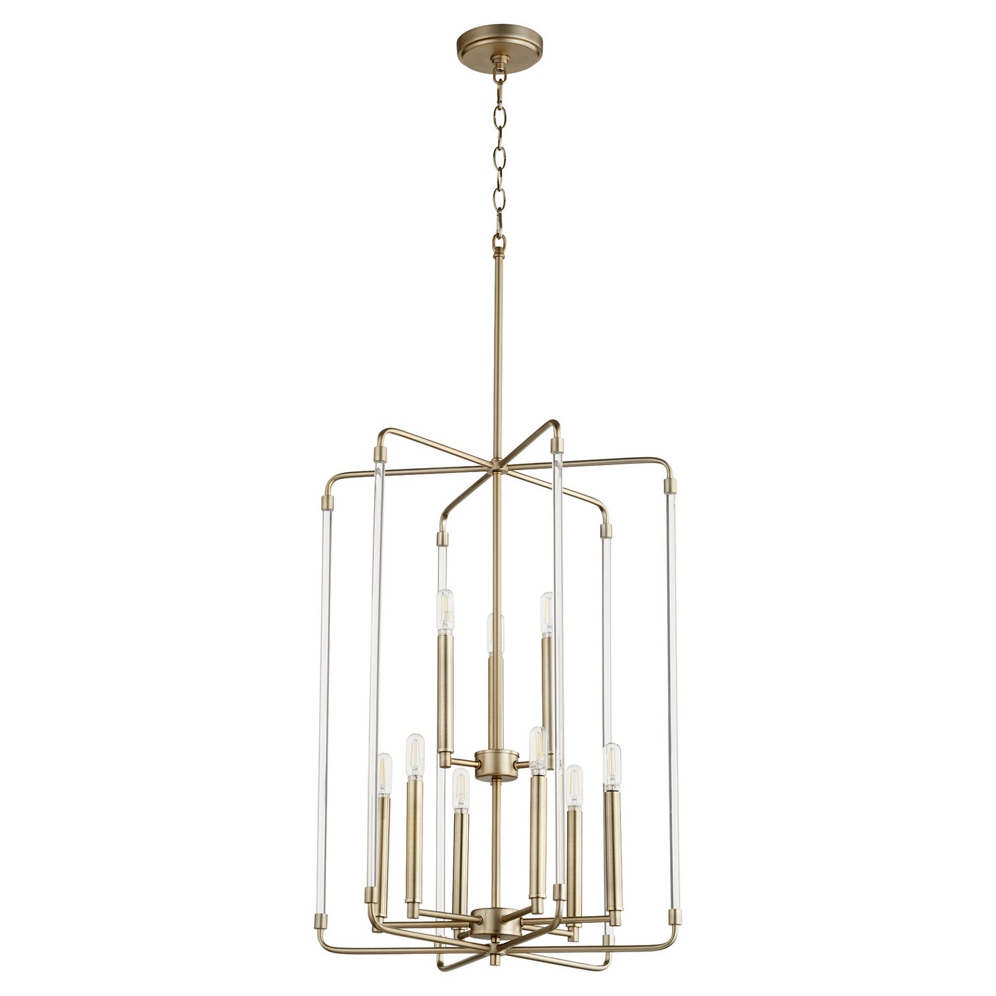 Quorum - 8114-9-80 - Nine Light Entry Pendant - Optic - Aged Brass