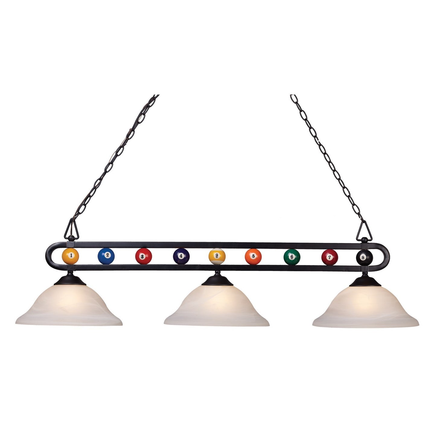 ELK Home - BIS9300 - Three Light Linear Chandelier - Billiard Motif - Matte Black