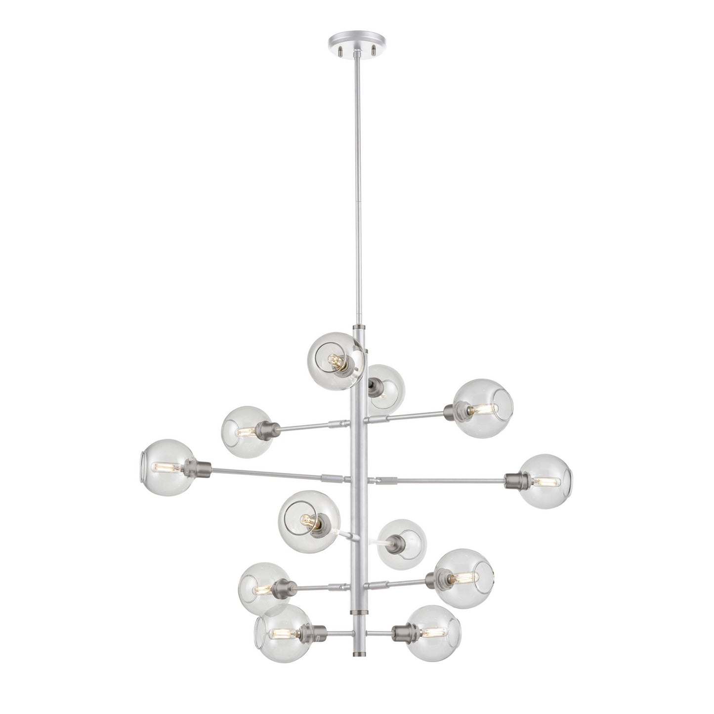 DVI Lighting - DVP20849SN+CH-CL - 12 Light Foyer Pendant - Ocean Drive - Satin Nickel And Chrome With Clear Glass