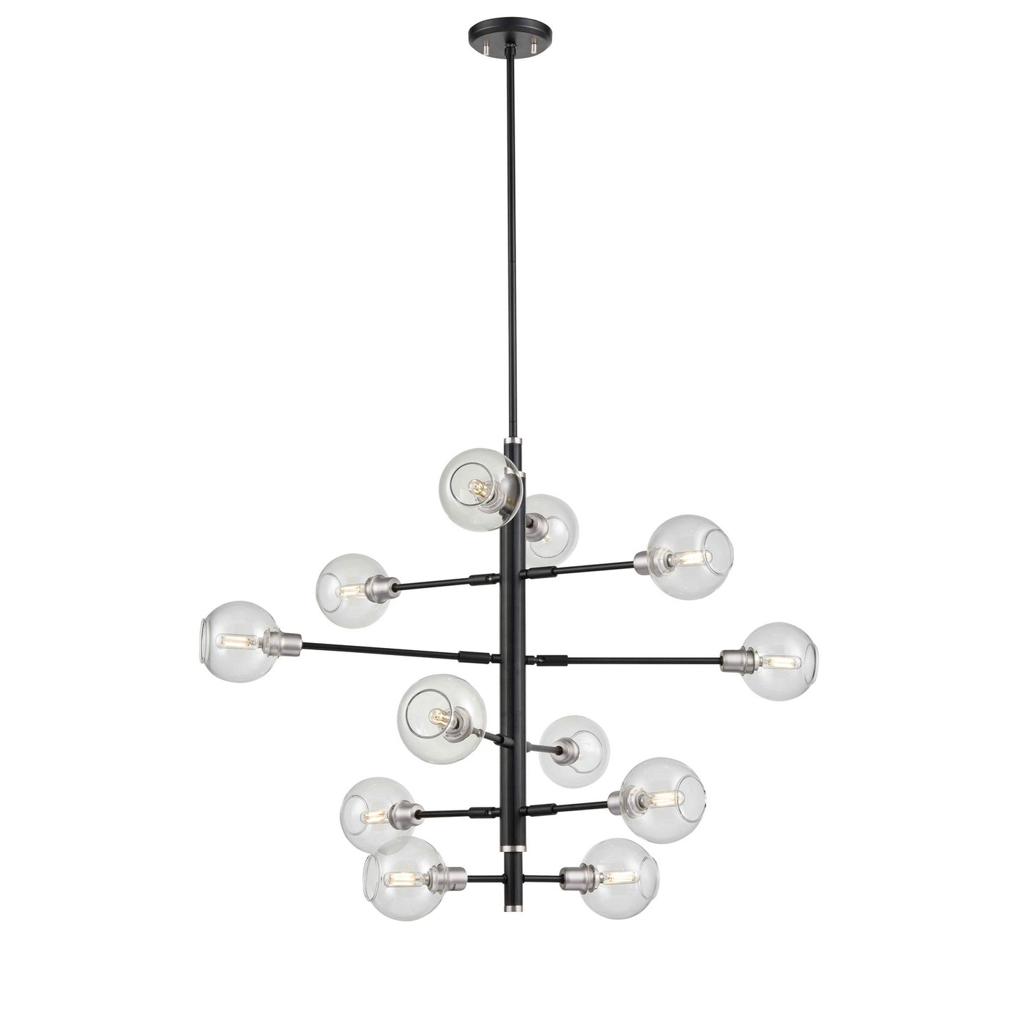 DVI Lighting - DVP20849SN+GR-CL - 12 Light Foyer Pendant - Ocean Drive - Satin Nickel And Graphite With Clear Glass