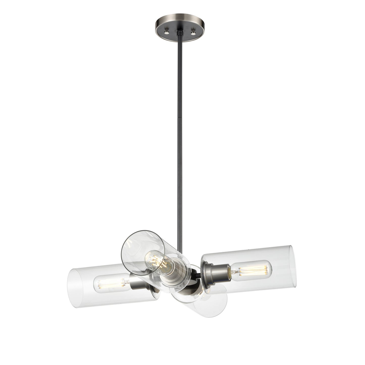 DVI Lighting - DVP24705SN+GR-CL - Four Light Pendant - Barker - Satin Nickel And Graphite With Clear Glass