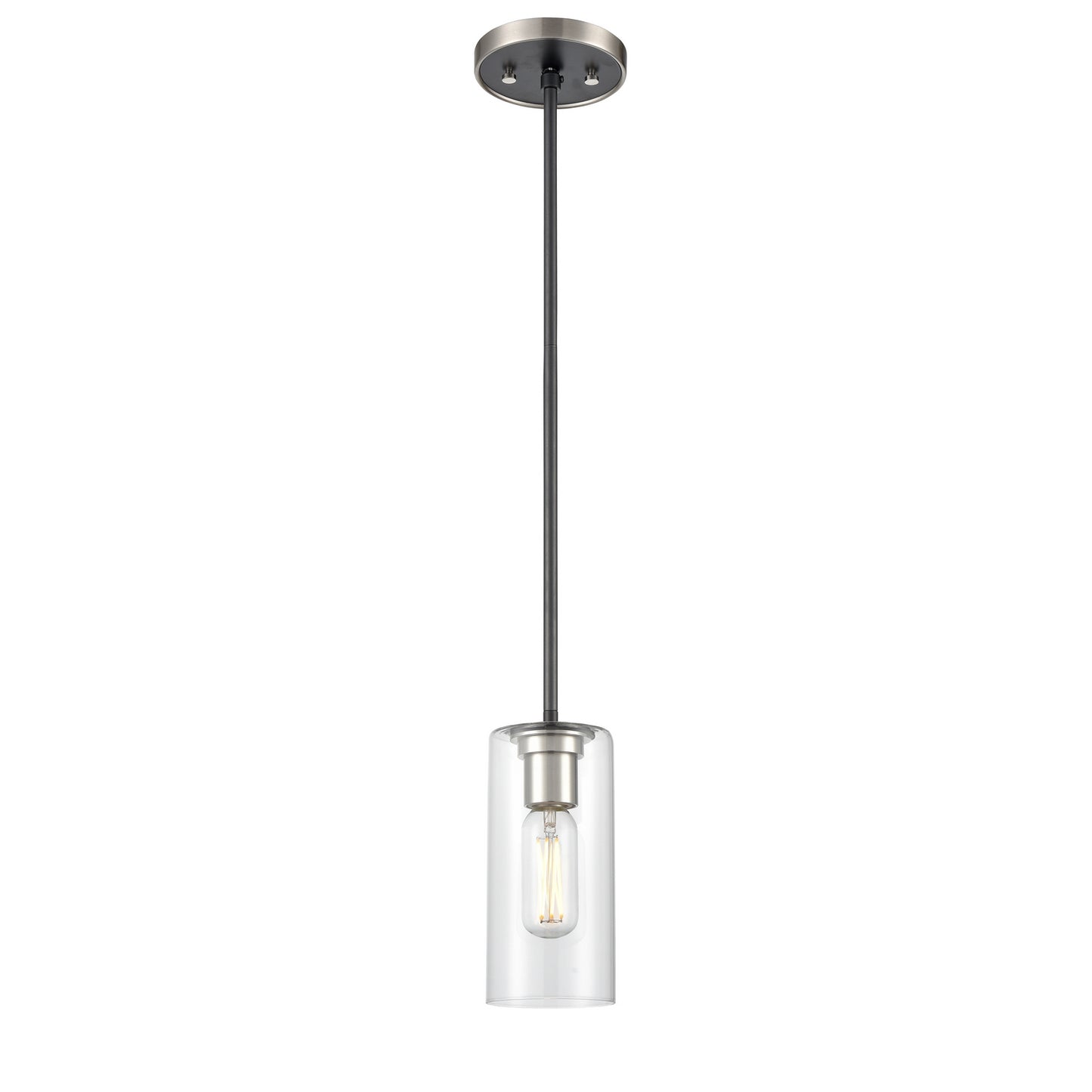 DVI Lighting - DVP24721SN+GR-CL - One Light Mini-Pendant - Barker - Satin Nickel And Graphite With Clear Glass