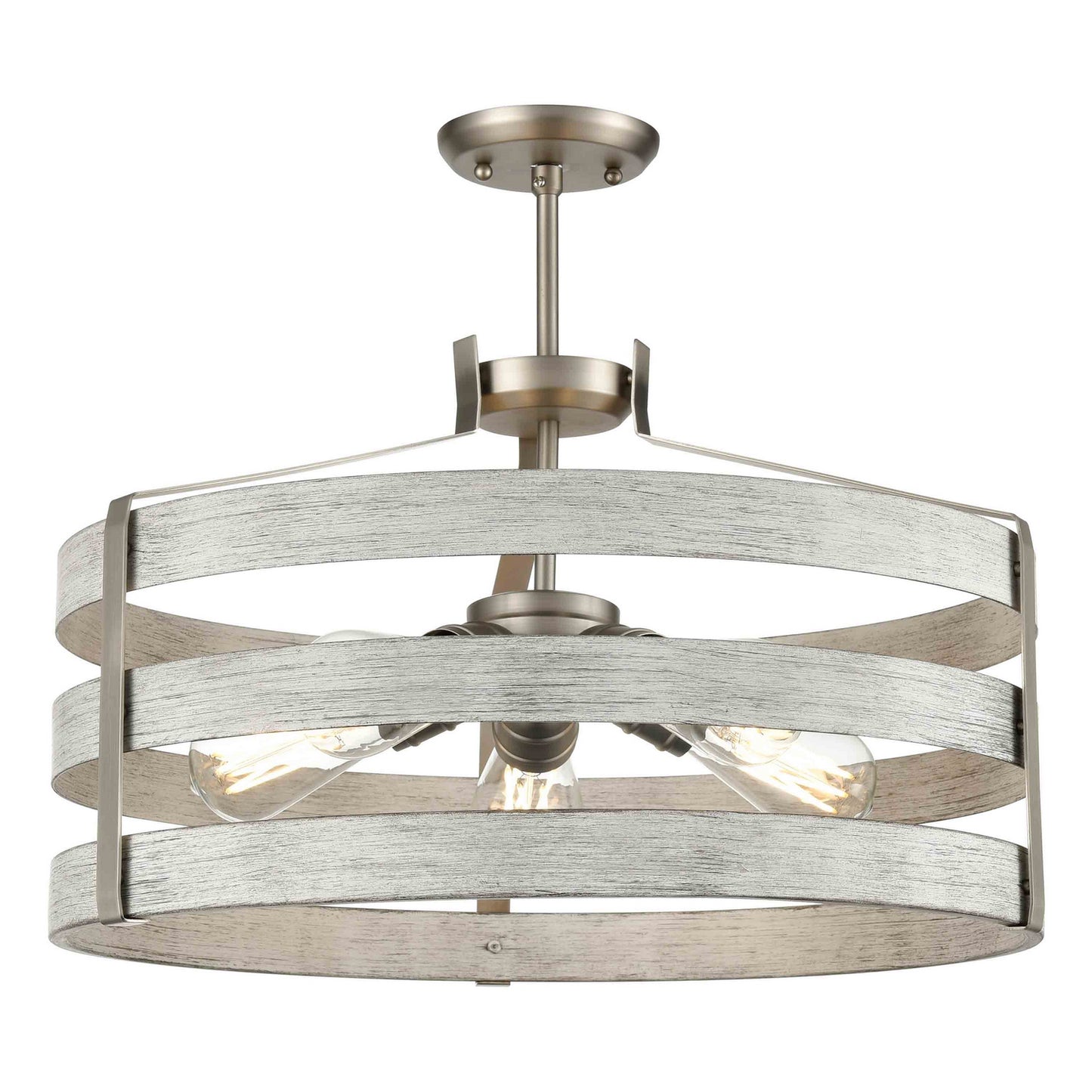 DVI Lighting - DVP41808BN+BIW - Five Light Pendant - Fort Garry - Buffed Nickel And Birchwood On Metal