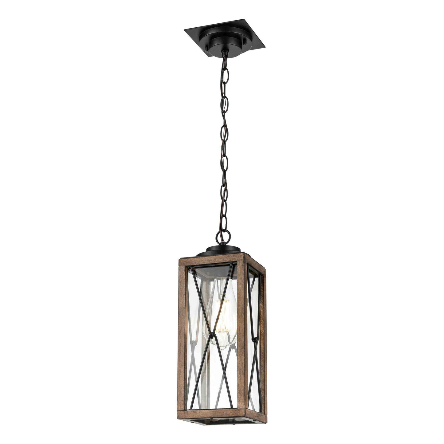 DVI Lighting - DVP43375BK+IW-CL - One Light Outdoor Pendant - County Fair Outdoor - Black And Ironwood On Metal