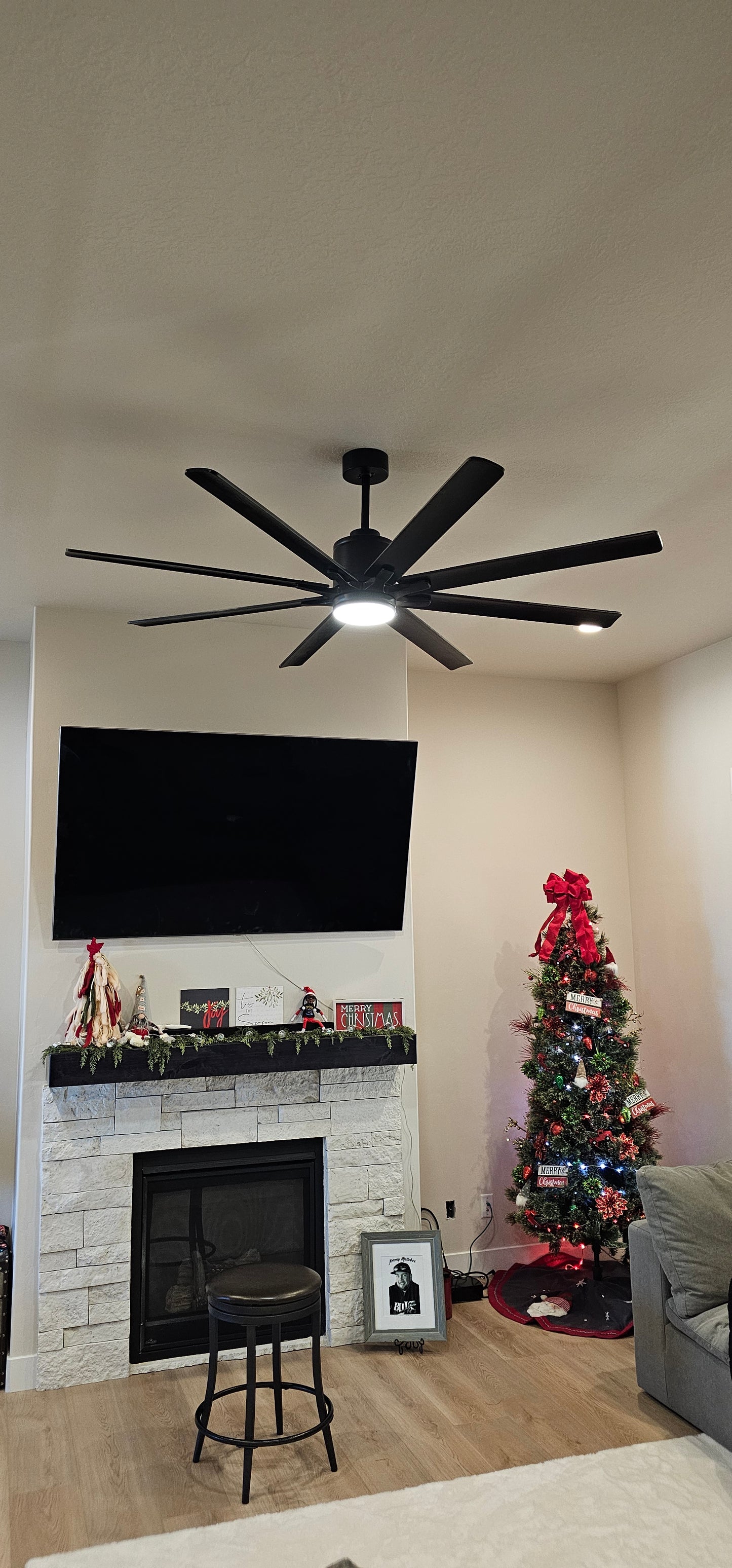 Windpeak 72" Black Ceiling Fan with Light Kit