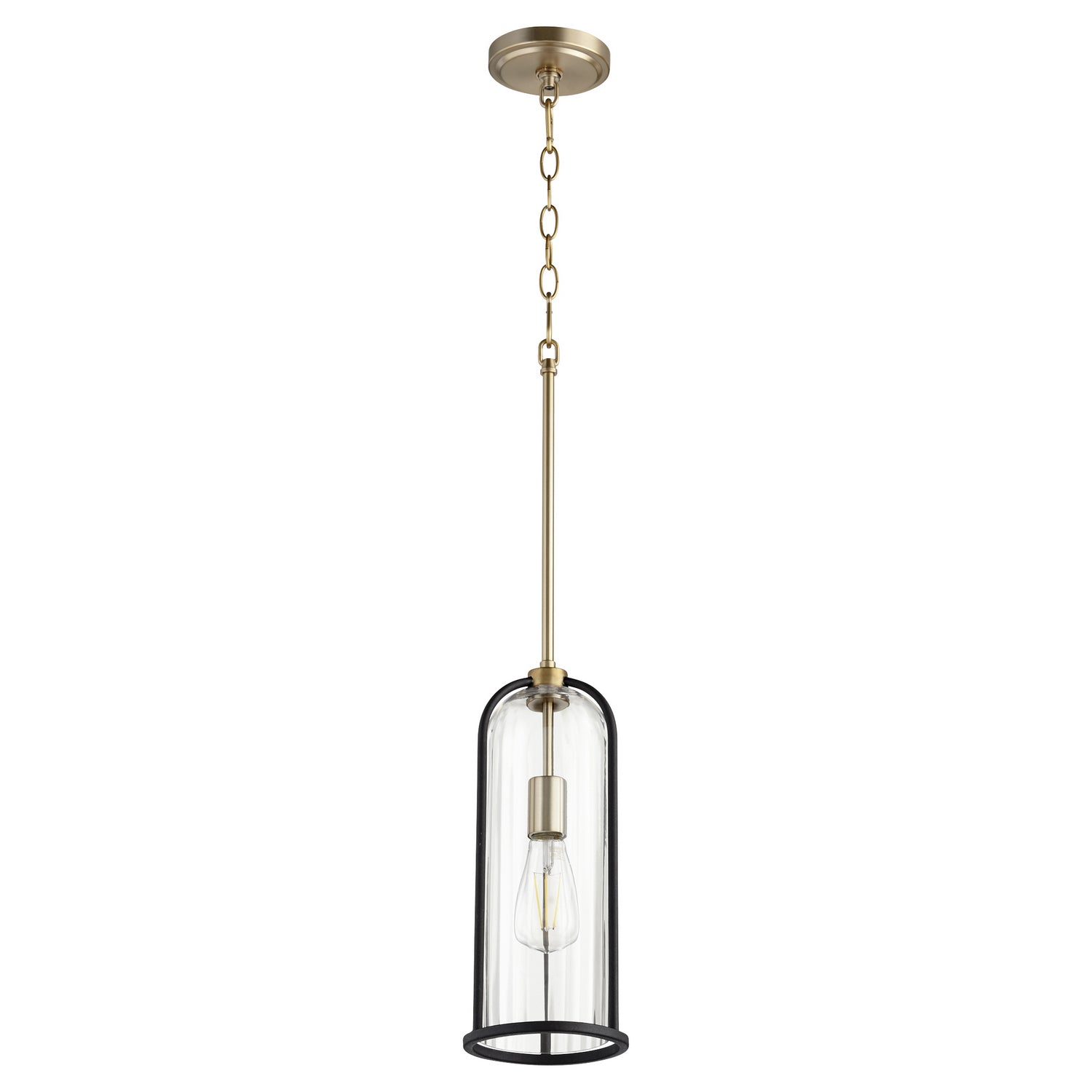 Quorum - 307-6980 - One Light Pendant - Espy - Textured Black w/ Aged Brass