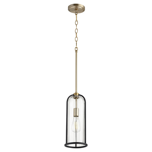 Quorum - 307-6980 - One Light Pendant - Espy - Textured Black w/ Aged Brass