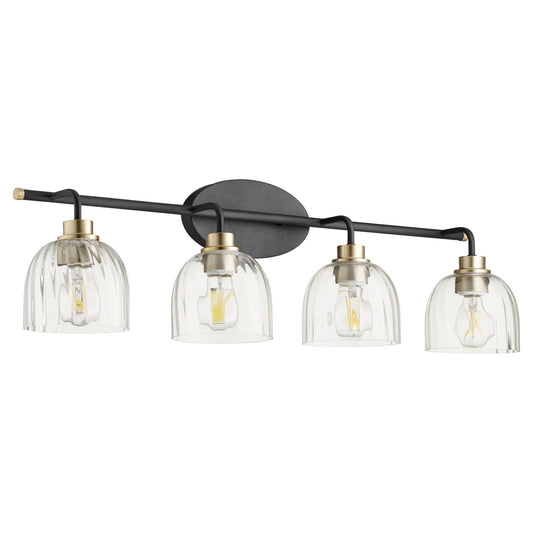Quorum - 507-4-6980 - Four Light Vanity - Espy - Textured Black w/ Aged Brass