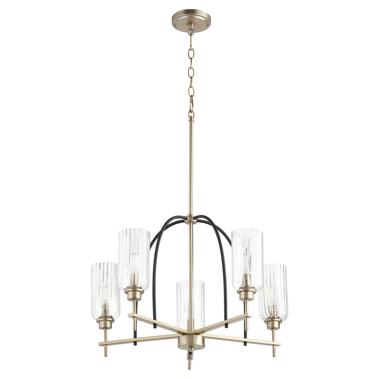 Quorum - 607-5-6980 - Five Light Chandelier - Espy - Textured Black w/ Aged Brass