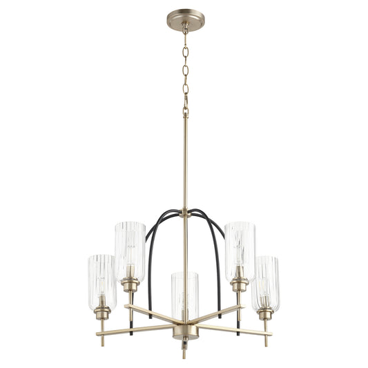 Quorum - 607-5-6980 - Five Light Chandelier - Espy - Textured Black w/ Aged Brass