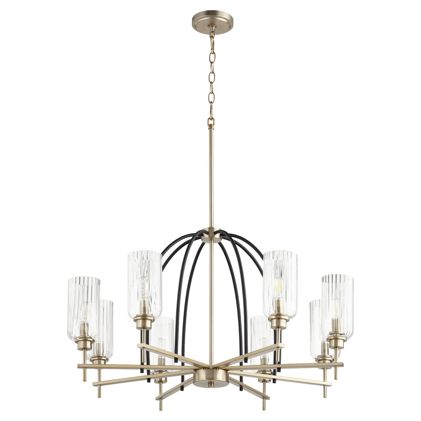 Quorum - 607-8-6980 - Eight Light Chandelier - Espy - Textured Black w/ Aged Brass