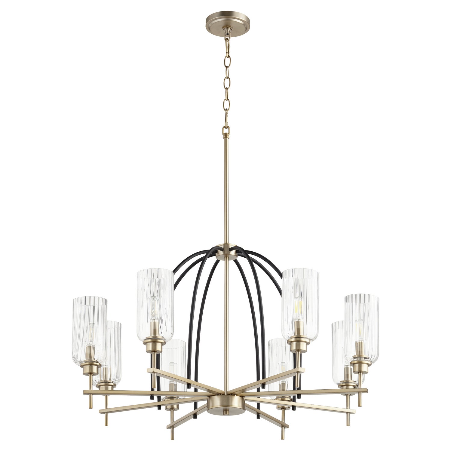 Quorum - 607-8-6980 - Eight Light Chandelier - Espy - Textured Black w/ Aged Brass