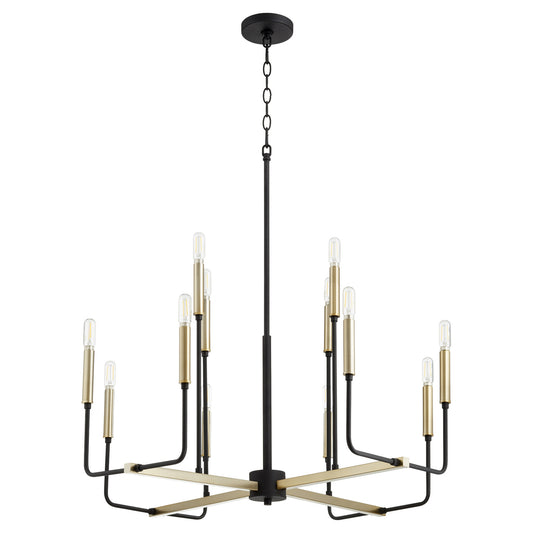 Quorum - 631-126980 - 12 Light Chandelier - Lacy - Textured Black w/ Aged Brass