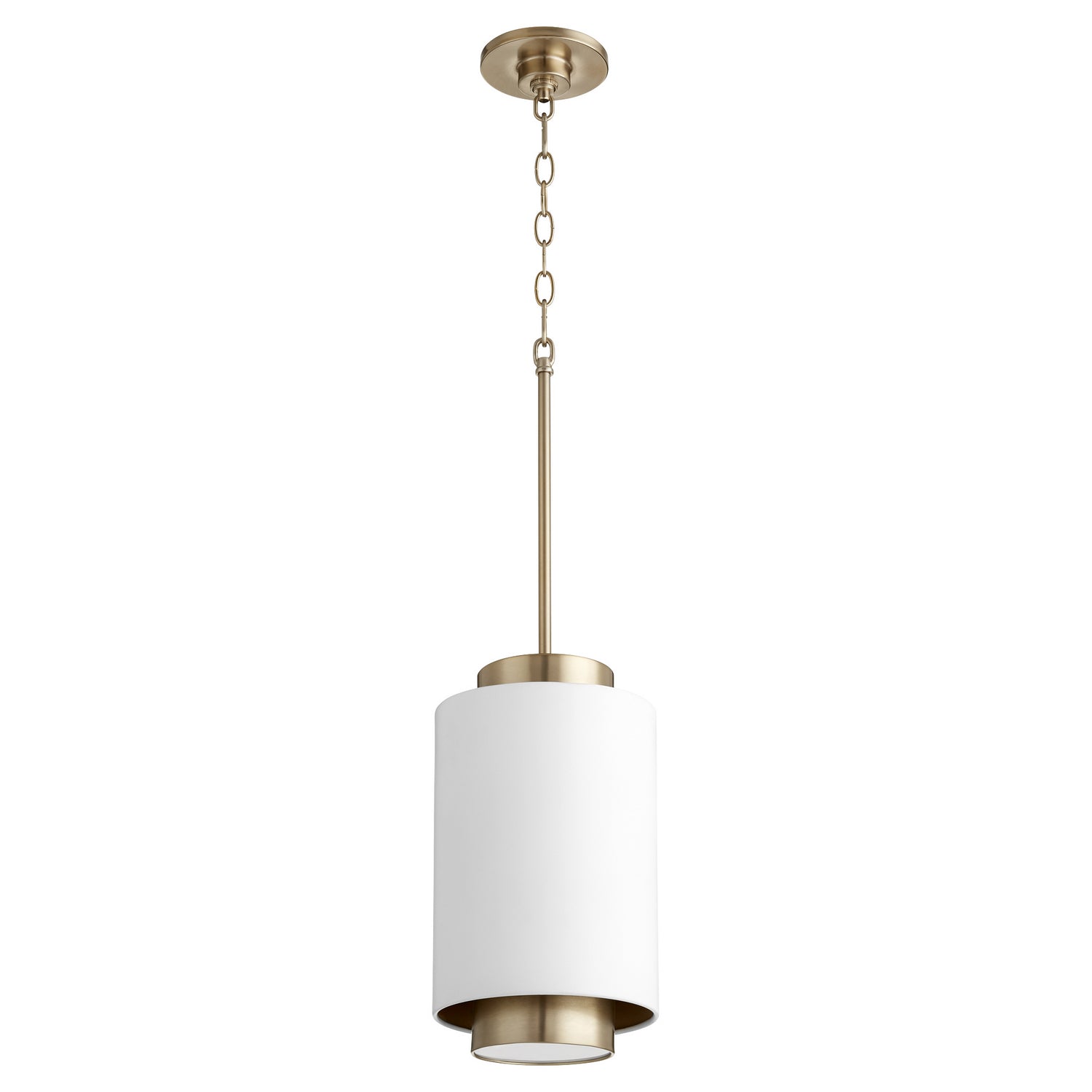 Quorum - 8008-0880 - One Light Pendant - Cylinder Pendants - Studio White w/ Aged Brass