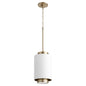 Quorum - 8008-0880 - One Light Pendant - Cylinder Pendants - Studio White w/ Aged Brass