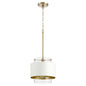 Quorum - 8012-0880 - One Light Pendant - Glass Cylinder Drum Pendants - Aged Brass w/ Studio White