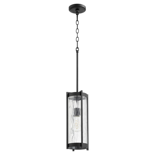 Quorum - 809-69 - One Light Pendant - Chisseled Pendants - Textured Black w/ Clear Chisseled Glass