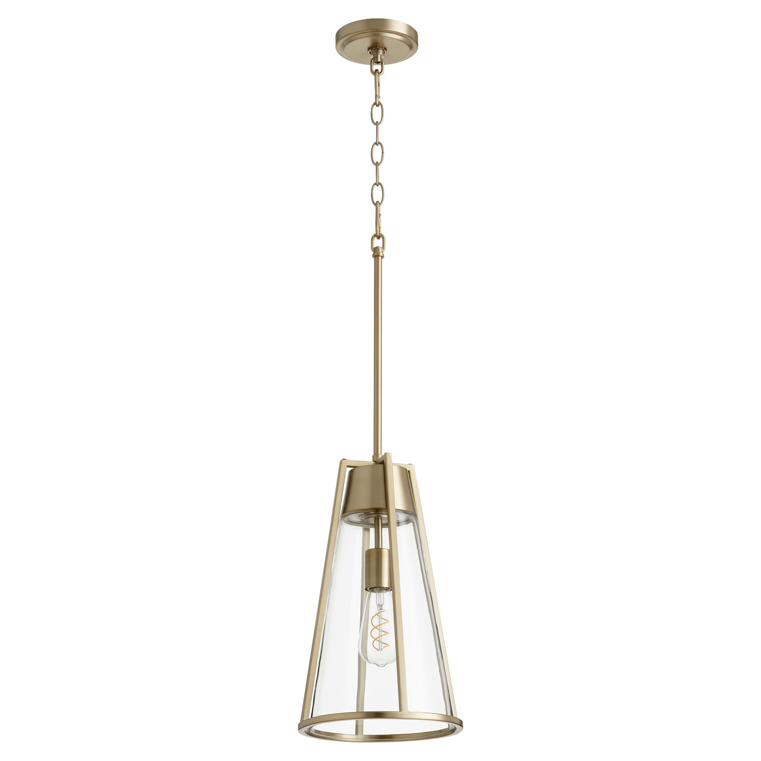 Quorum - 826-80 - One Light Pendant - Pylon Pendants - Aged Brass w/ Clear