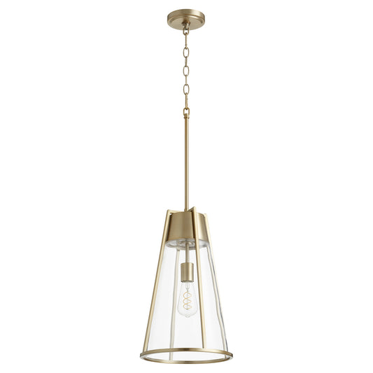 Quorum - 827-80 - One Light Pendant - Pylon Pendants - Aged Brass w/ Clear