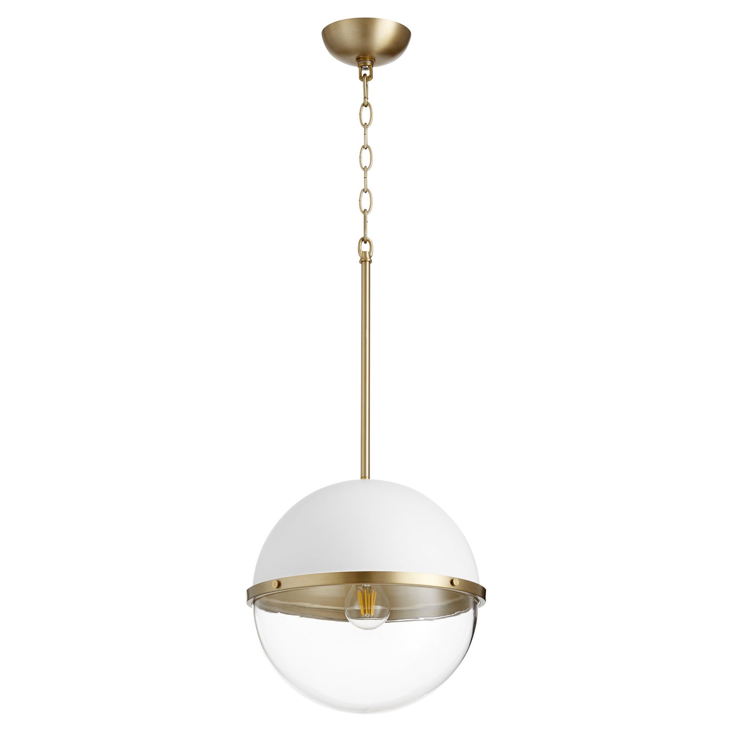 Quorum - 83-12-0880 - One Light Pendant - Sphere Pendants - Studio White w/ Aged Brass