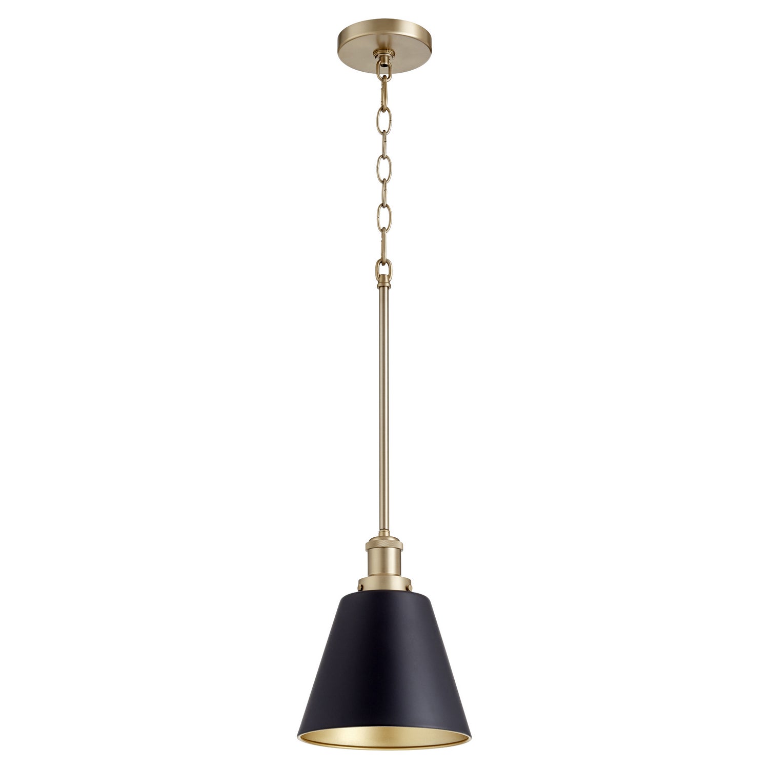 Quorum - 877-6980 - One Light Pendant - 877 Cone Pendants - Textured Black w/ Aged Brass