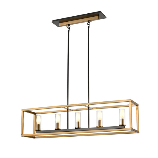 DVI Lighting - DVP28102MF+BR+GR-CL - Five Light Linear Pendant - Sambre - Multiple Finishes And Brass And Graphite With Clear Glass