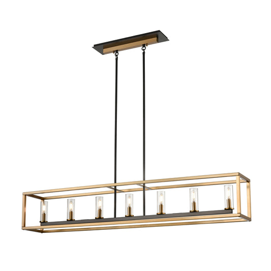 DVI Lighting - DVP28104MF+BR+GR-CL - Seven Light Linear Pendant - Sambre - Multiple Finishes And Brass And Graphite With Clear Glass