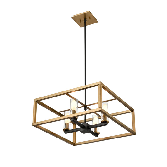 DVI Lighting - DVP28120MF+BR+GR-CL - Four Light Pendant - Sambre - Multiple Finishes And Brass And Graphite With Clear Glass