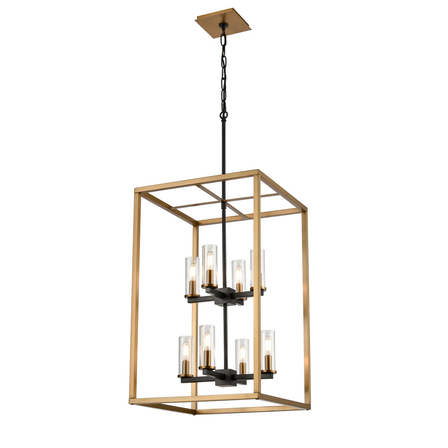 DVI Lighting - DVP28148MF+BR+GR-CL - Eight Light Foyer Pendant - Sambre - Multiple Finishes And Brass And Graphite With Clear Glass