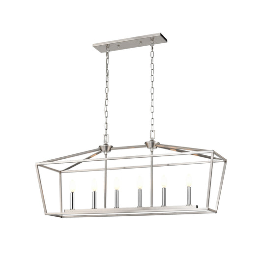 DVI Lighting - DVP30102MF+SN - Six Light Linear Pendant - Lundy'S Lane - Multiple Finishes And Satin Nickel