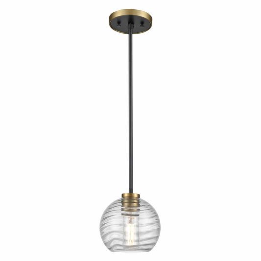 DVI Lighting - DVP40421BR+GR-RPG - One Light Mini-Pendant - Tropea - Brass And Graphite With Ripple Glass