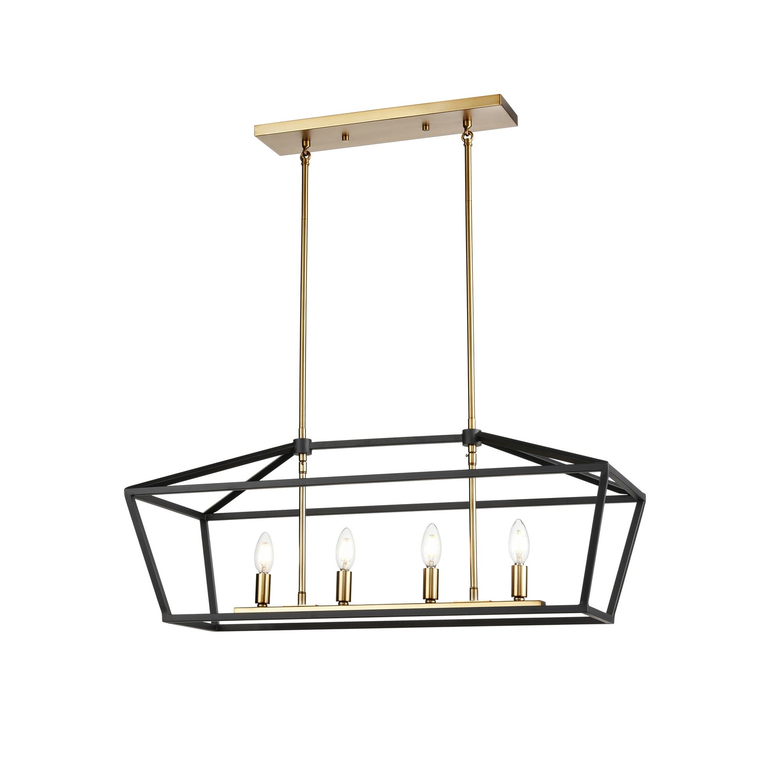 DVI Lighting - DVP43802BR+GR - Four Light Linear Pendant - Cabot Trail - Brass And Graphite