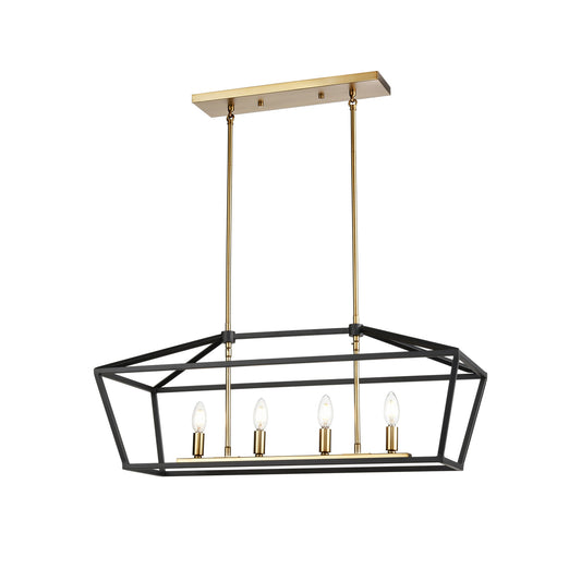 DVI Lighting - DVP43802BR+GR - Four Light Linear Pendant - Cabot Trail - Brass And Graphite