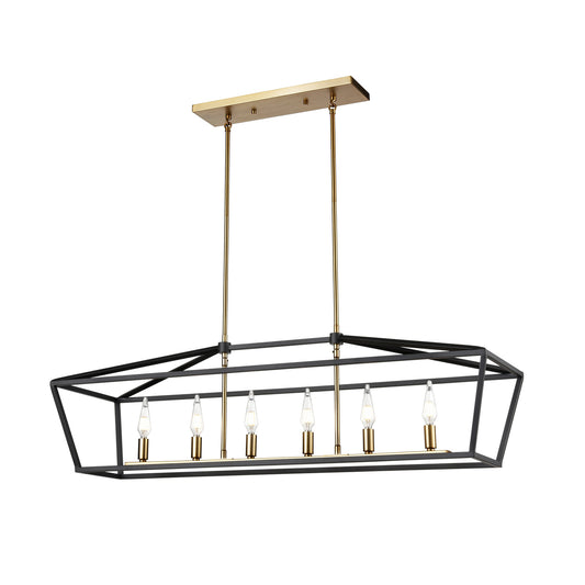 DVI Lighting - DVP43804BR+GR - Six Light Linear Pendant - Cabot Trail - Brass And Graphite