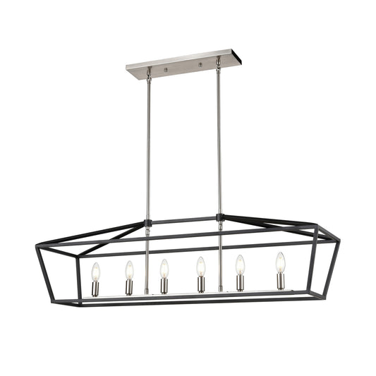 DVI Lighting - DVP43804SN+GR - Six Light Linear Pendant - Cabot Trail - Satin Nickel And Graphite