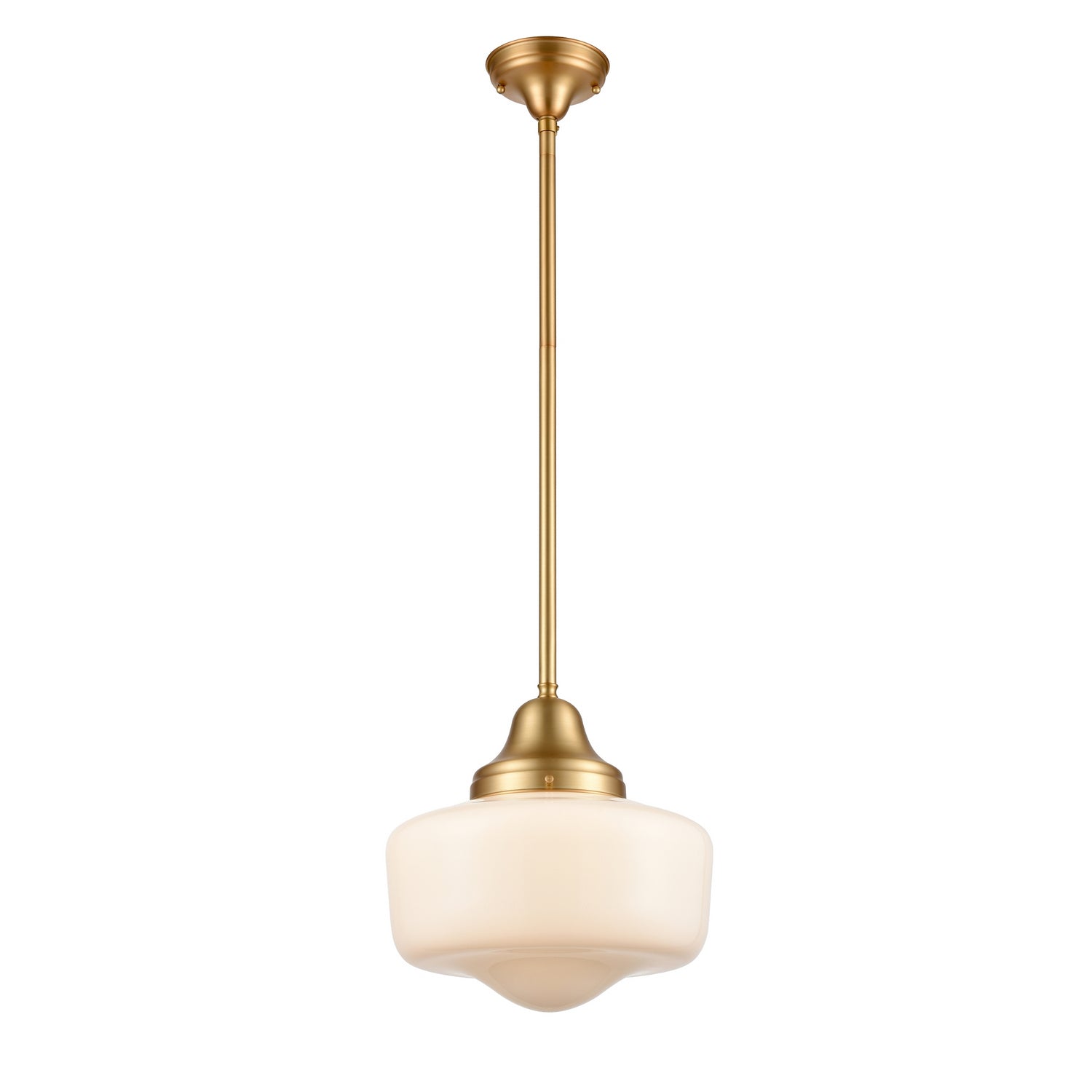 DVI Lighting - DVP7521VBR - One Light Pendant - Schoolhouse - Venetian Brass With True Opal Glass