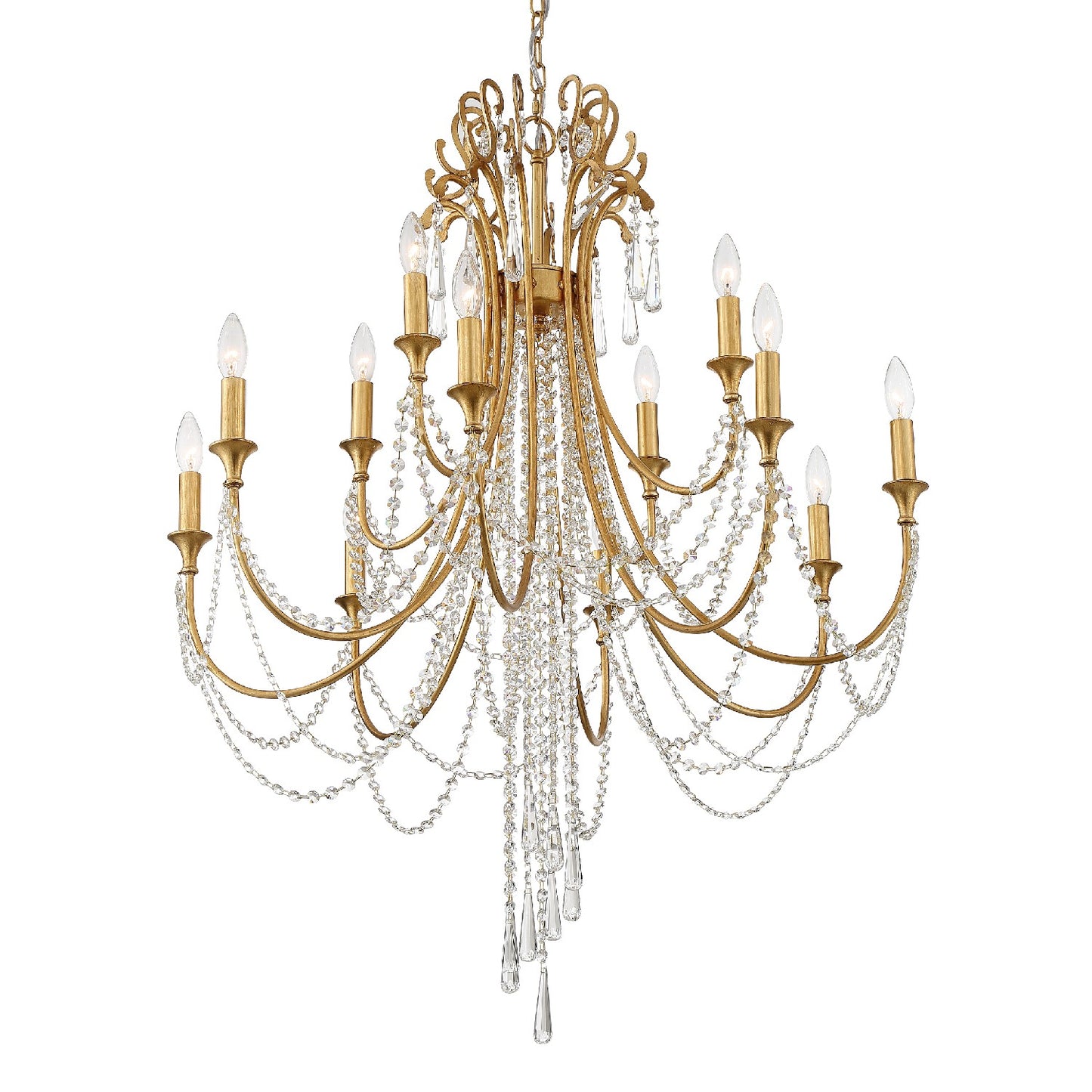 Crystorama - ARC-1909-GA-CL-MWP - 12 Light Chandelier - Arcadia - Antique Gold