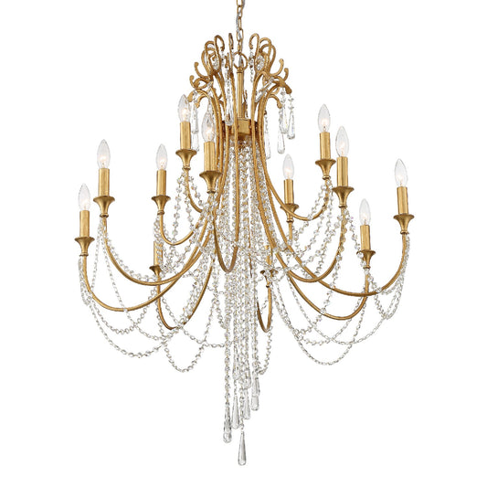 Crystorama - ARC-1909-GA-CL-MWP - 12 Light Chandelier - Arcadia - Antique Gold