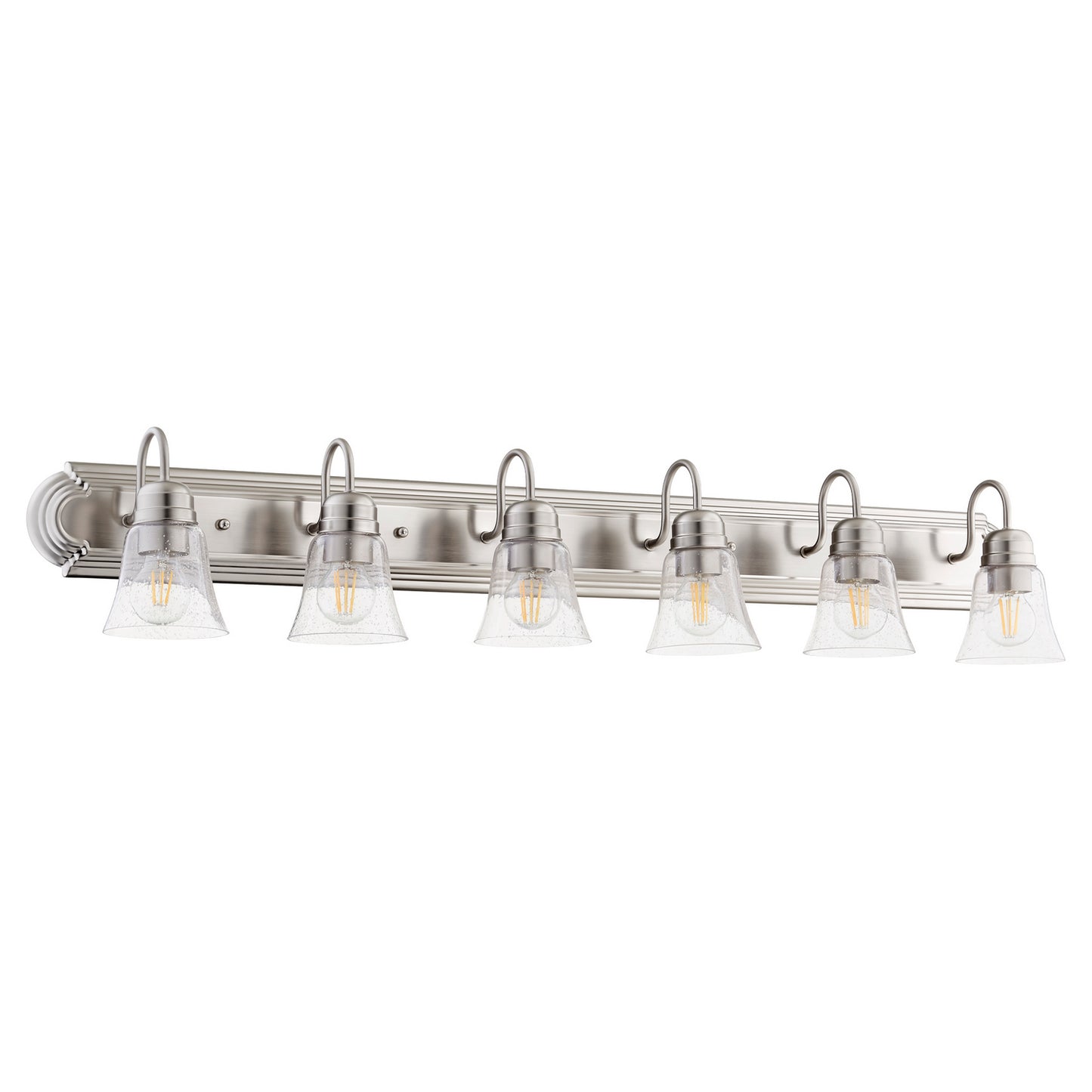 Quorum - 5094-6-265 - Six Light Vanity - 5094 Vanities - Satin Nickel w/ Clear/Seeded