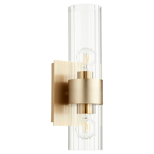 Quorum - 5826-2-80 - Two Light Wall Mount - 5828 Clear Fluted Wall Mounts - Aged Brass