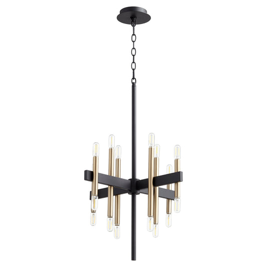 Quorum - 60-16-6980 - 16 Light Chandelier - Luxe - Textured Black w/ Aged Brass