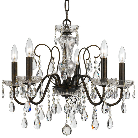 Crystorama - 3025-EB-CL-MWP - Five Light Chandelier - Butler - English Bronze