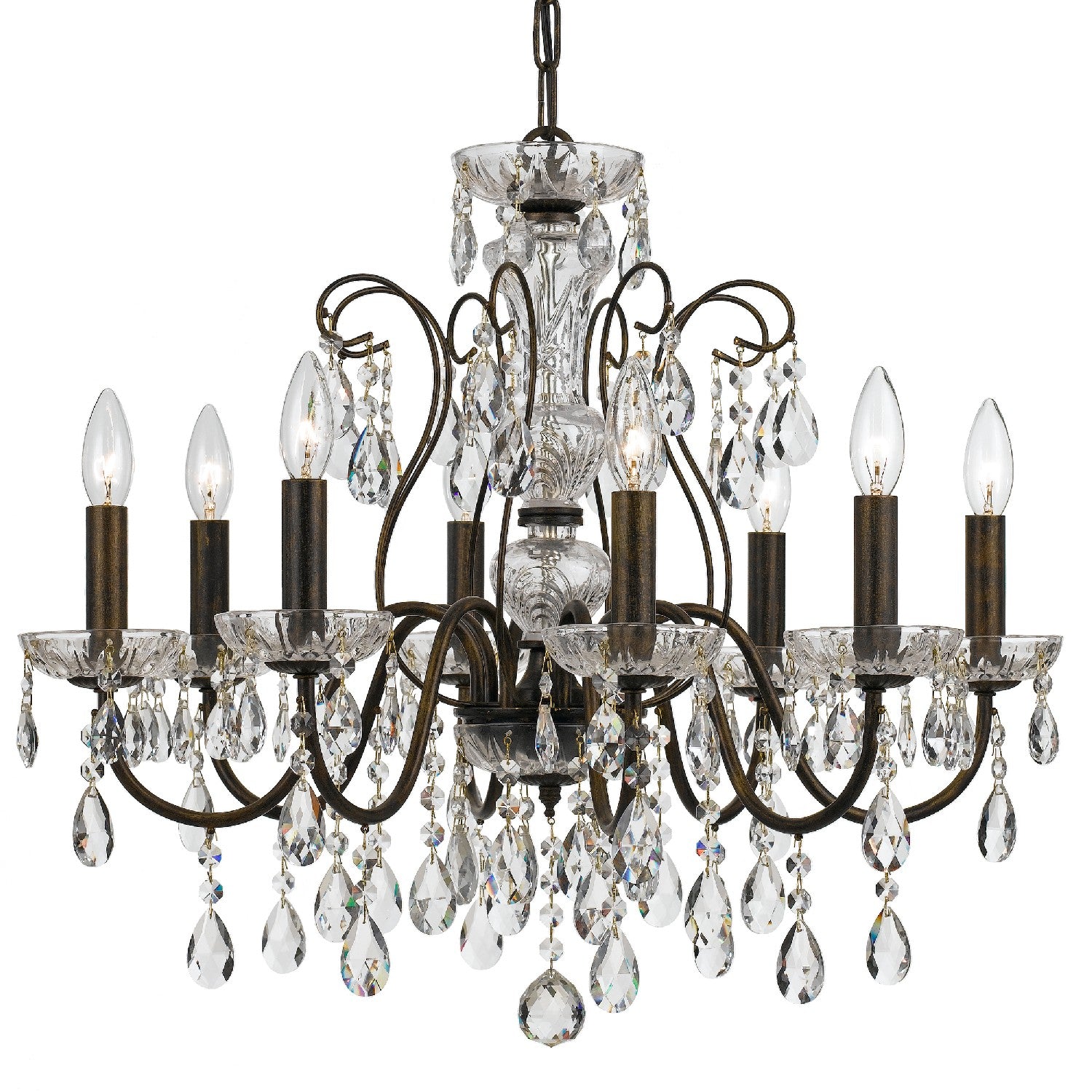 Crystorama - 3028-EB-CL-SAQ - Eight Light Chandelier - Butler - English Bronze