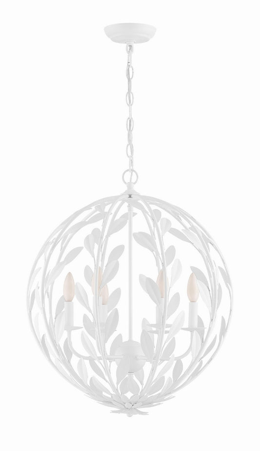 Crystorama - 506-MT - Six Light Chandelier - Broche - Matte White