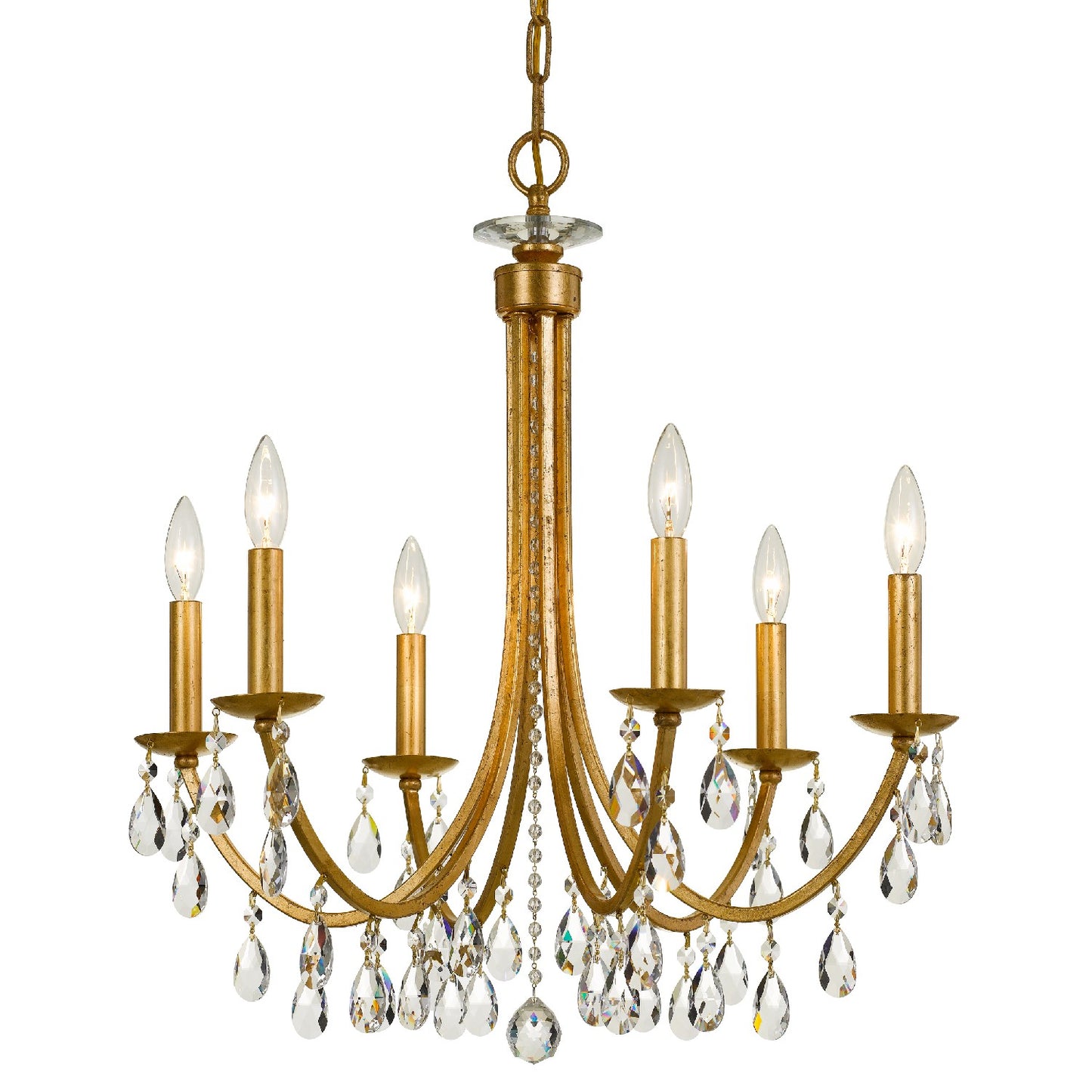 Crystorama - 8826-GA-CL-MWP - Six Light Chandelier - Bridgehampton - Antique Gold