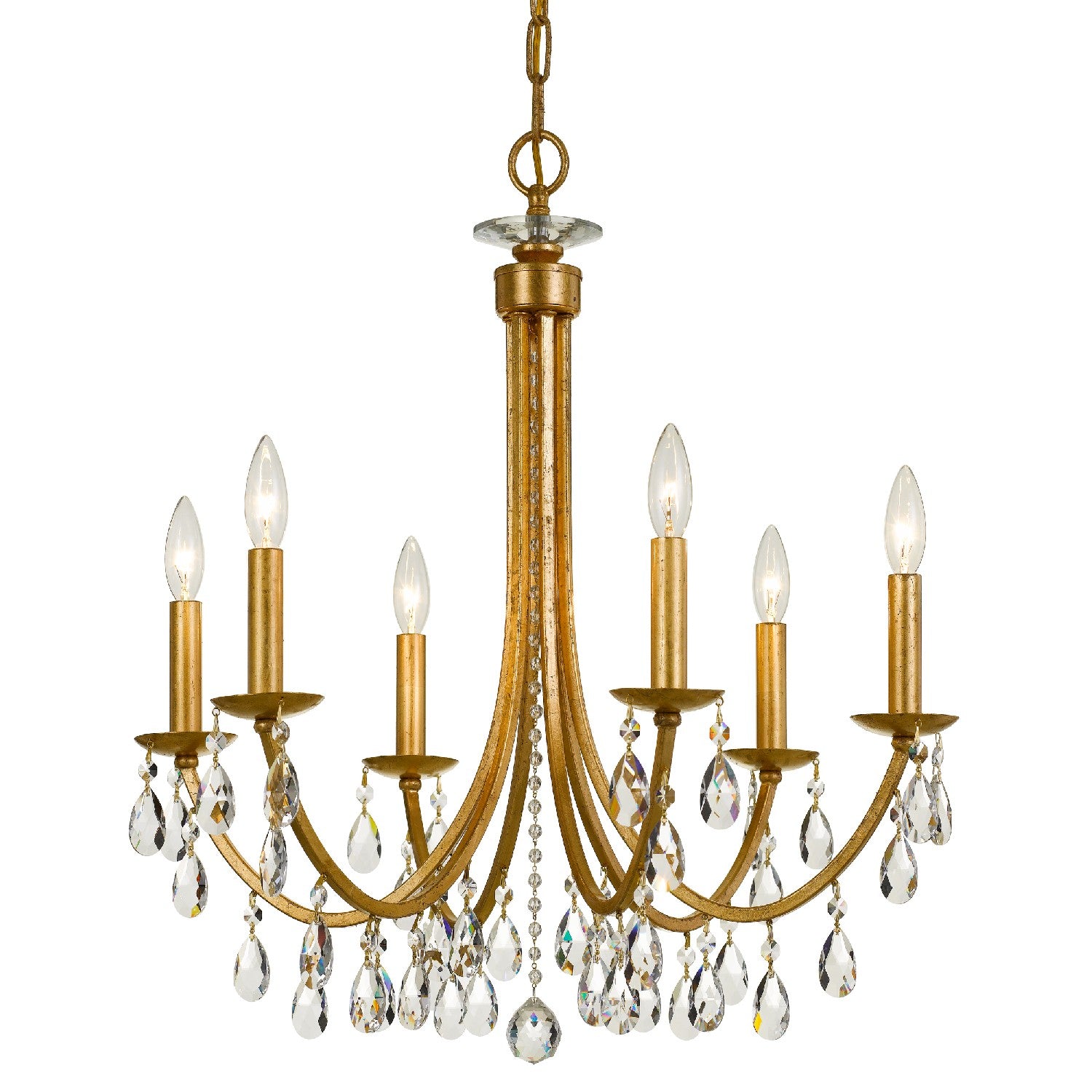 Crystorama - 8826-GA-CL-SAQ - Six Light Chandelier - Bridgehampton - Antique Gold