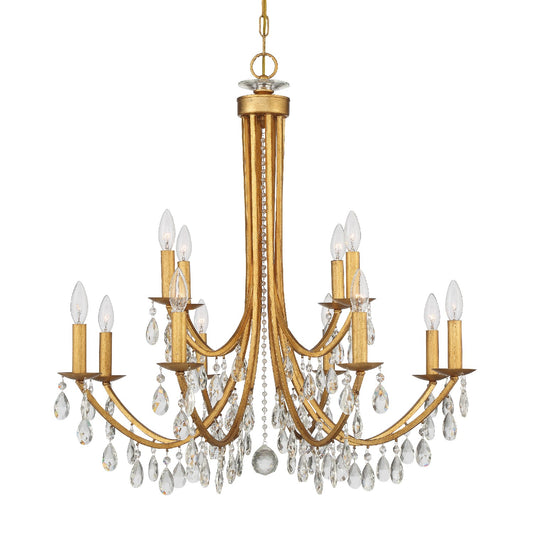 Crystorama - 8829-GA-CL-S - 12 Light Chandelier - Bridgehampton - Antique Gold