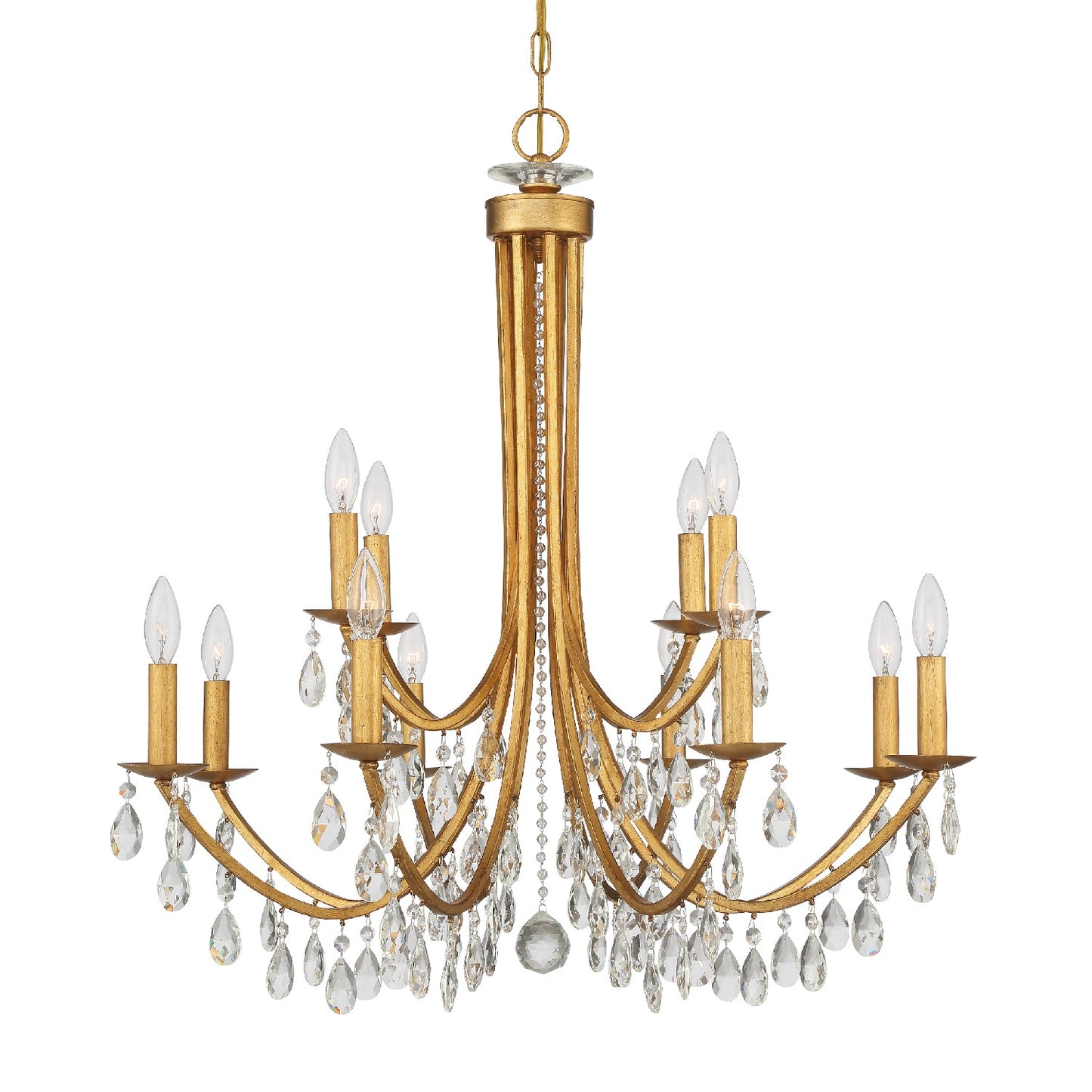 Crystorama - 8829-GA-CL-SAQ - 12 Light Chandelier - Bridgehampton - Antique Gold