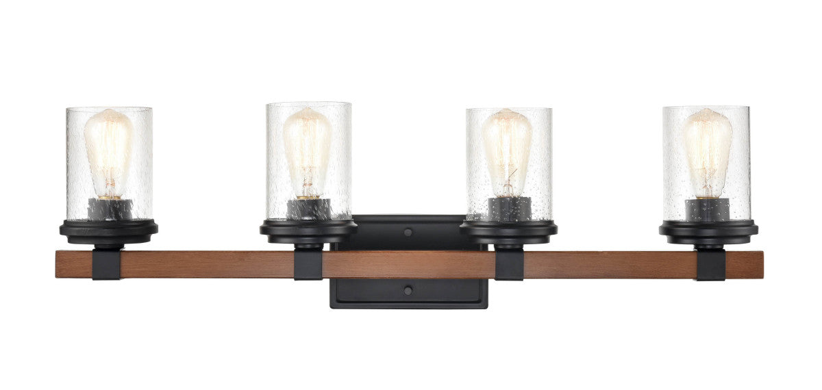 Millennium - 3804-MB/WG - Four Light Vanity - Taos - Matte Black/Wood Grain